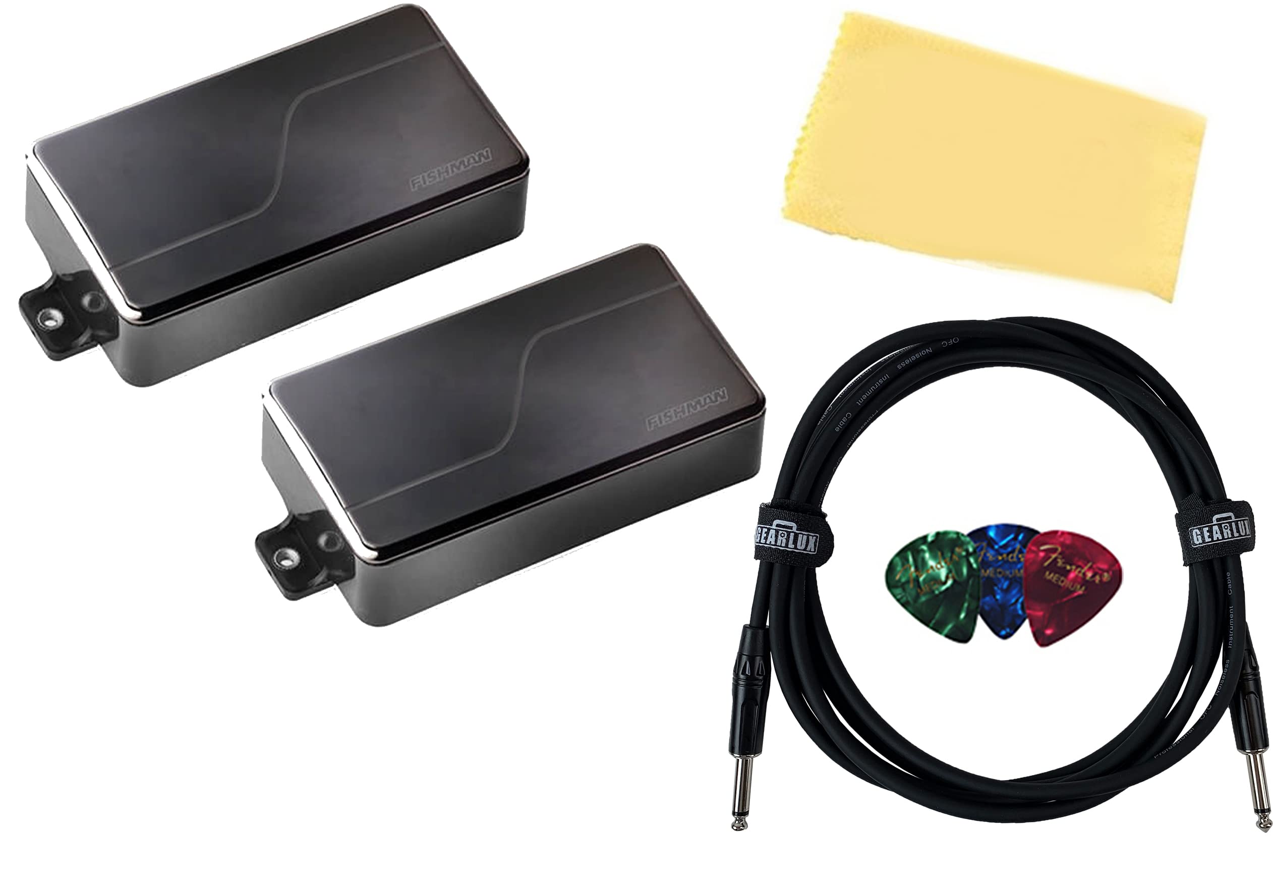 Fishman PRF-MHB-SK2 Fluence Modern 6-String Humbucker Pickup Set - Black  Nickel Bundle with Instrument Cable, Picks, and Austin Bazaar Polishing  Cloth