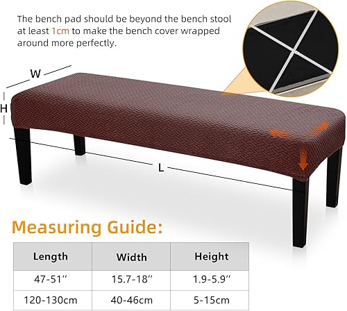 Miniatura 3 de YISUN Funda para banco de comedor, fundas elásticas resistentes al desgaste, fundas antideslizantes y extraíbles para sala de estar, dormitorio,