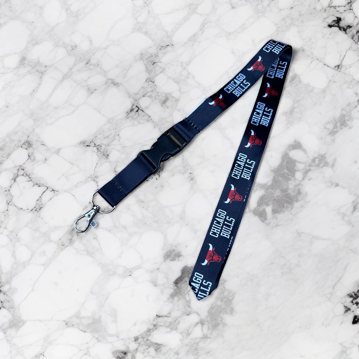 Desert Cactus Chicago Bulls Lanyard Keychain Detachable NBA Breakaway Snap Buckle National Basketball Association Car Keys ID Badge Holder (Lanyard 2 - Black)