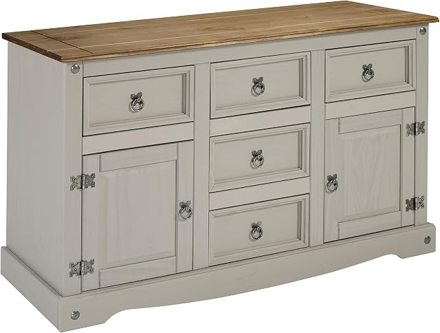 Corona Grey Wax 2 Door 5 Drawer Sideboard