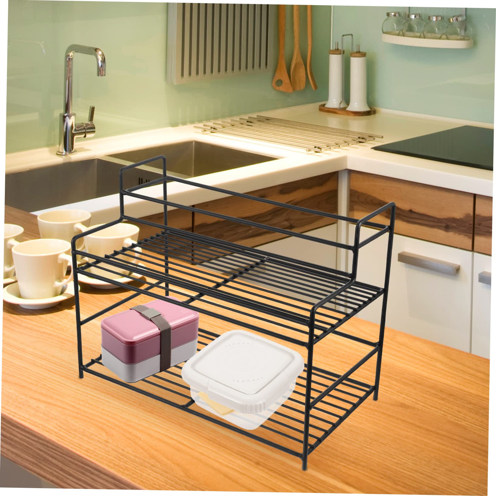 Cabilock Étagère à Épices Cuisine en Acier Inoxydable Noir, 3 Niveaux, Résistance Élevée et Grosse Capacité de Charge, Organisateur pour Pantries Cuisine Domestique