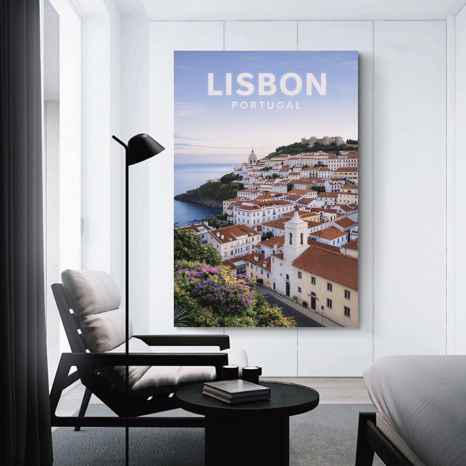 Junmoney Lisbon Portugal Cityscape Canvas Wall Picture 24x36inch(60x90cm), for Living Room, Bedroom Or Apartment Walls, Modern Wall Decor for Cosy Interiors