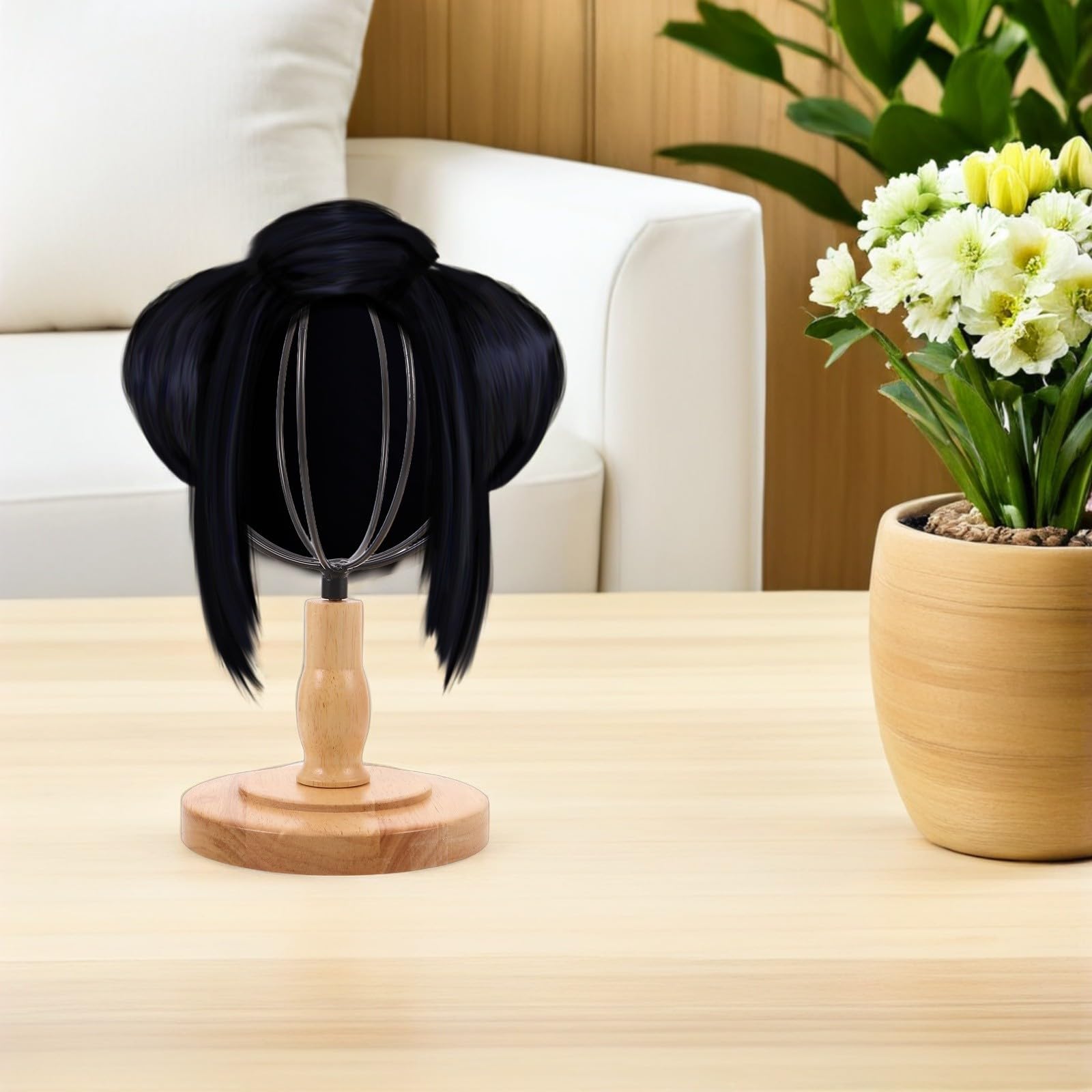ABOOFAN Espositore con Base in Legno Smontabile in Ferro per Cappelli