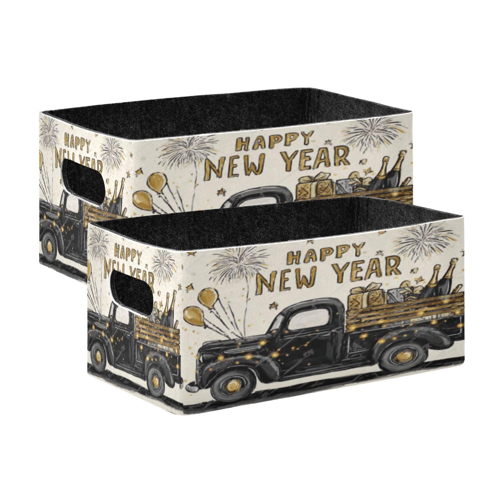 Panier de rangement pliable Kcldeci lot de 2 bacs en tissu camion pour étagères et placard