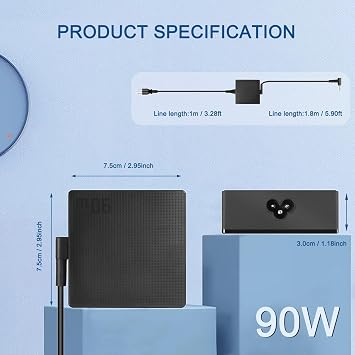 90W Laptop Charger Compatible with Asus Vivobook 15X 14X 16X 17X K1703Z M1703Q M1603Q D1603Q Y1603C ExpertBook B1500 P2451F P751J Asus Q529Z Q524U Q534U UX533F UX480F Power Cord ADP-90LE B