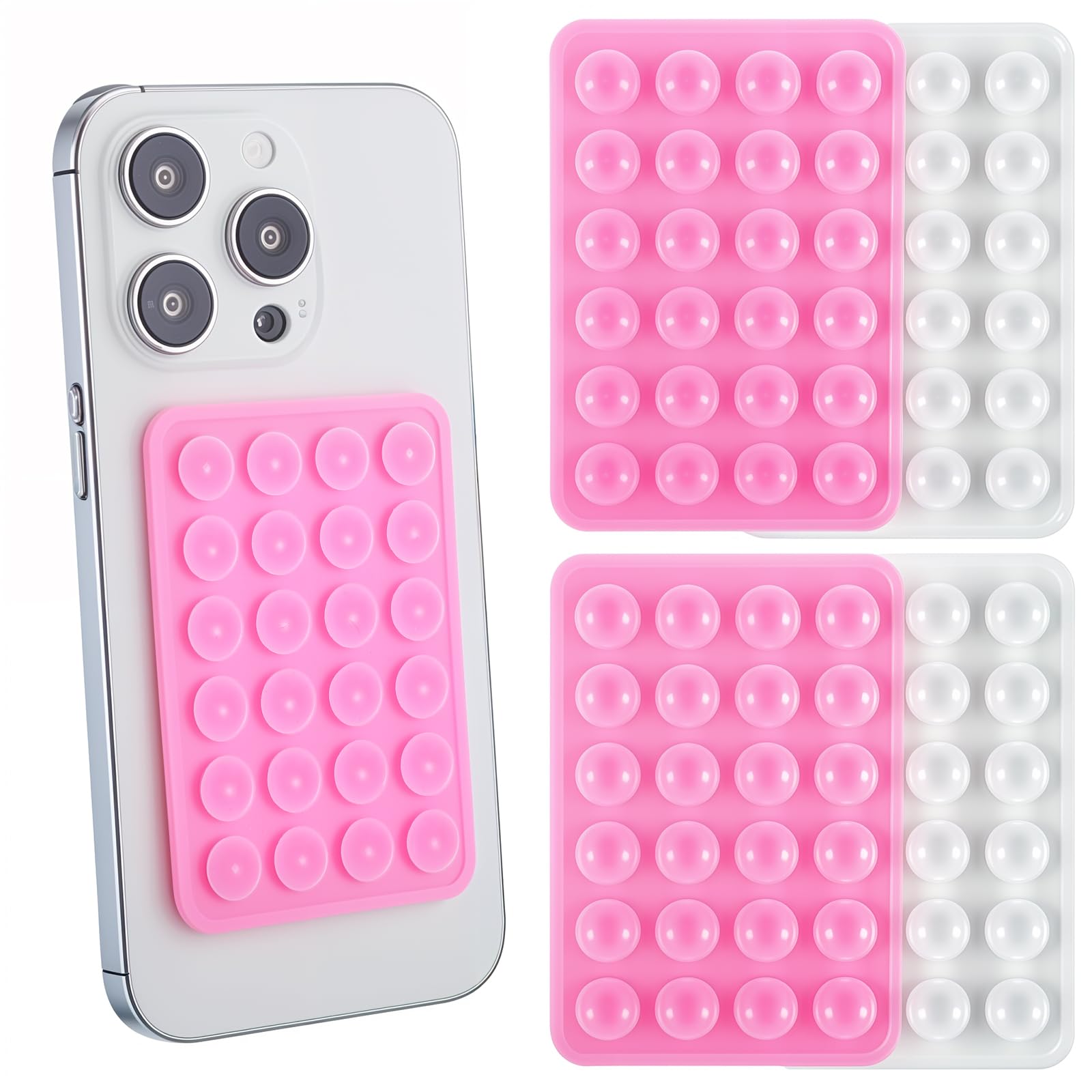 Sibba 4Pcs Silicone Suction Phone Case Mount, Non Slip Suction Cup Phone Mount for Selfies and Videos, Hands-Free Phone Accessories Holder, Adhesive Phone Stand Sticky Phone Grip for Cell Phone