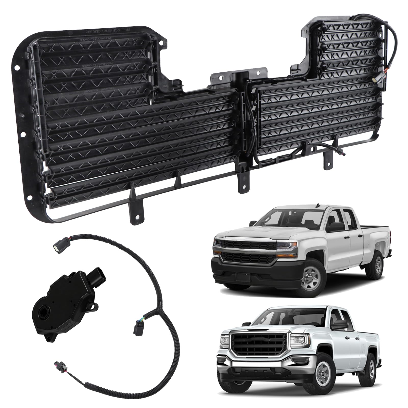 Photo 1 of KAMDKI 601-374 W/Motor Radiator Shutter Assembly Fit for 2017 2018 2019 Chevy Silverado 1500 2017-2019 GMC Sierra 1500 Replaces 84363184 23300225 GM1206119