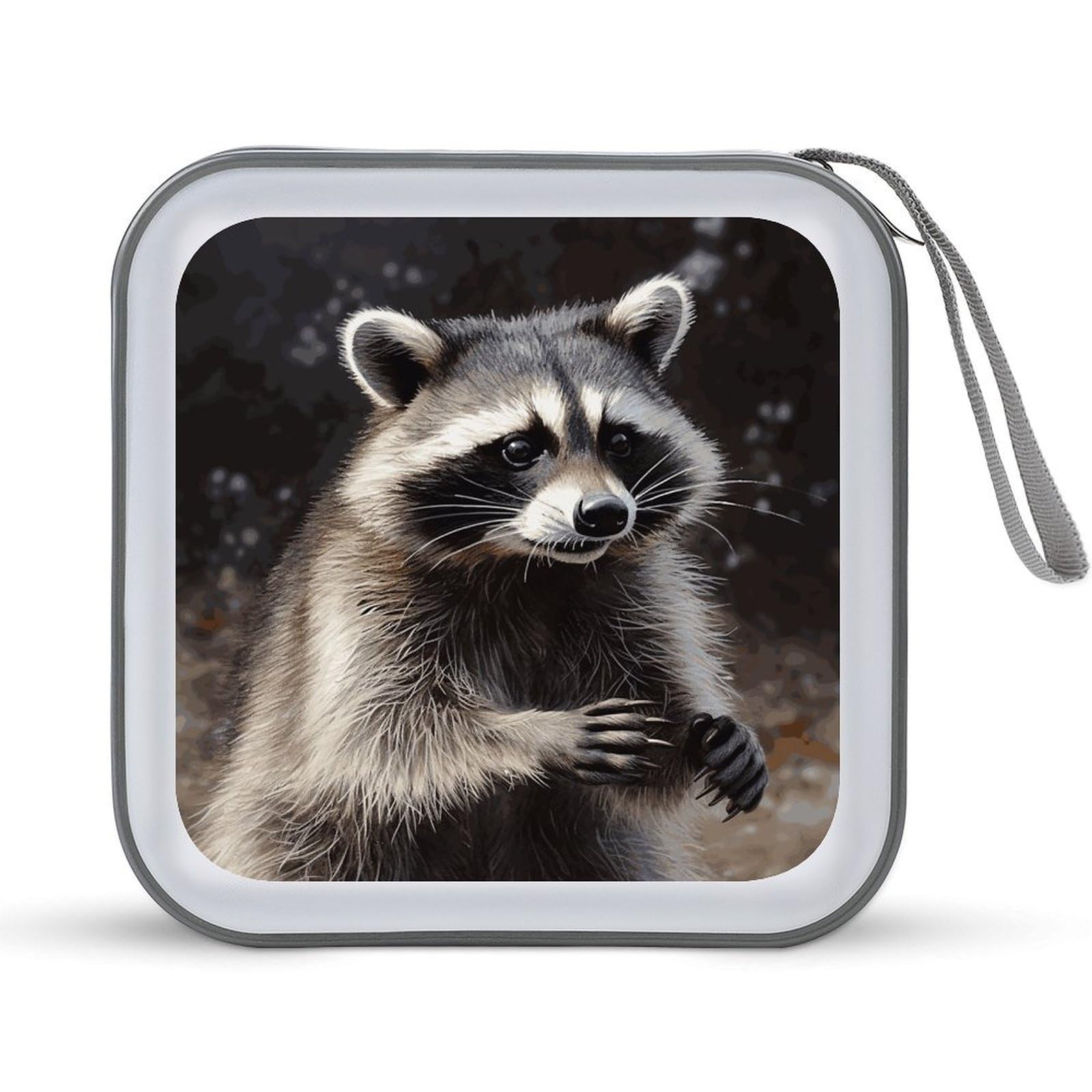 JTREHY Raccoon CD Case 40 Capacity CD/DVD Case Holder Disc Storage Organizer Wallet Bag Portable Zipper CD Case Holder for Car Home Office Travel