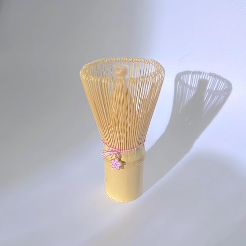 Batidor tradicional de bambú matcha, Chasen de 120 puntas con dije de Sakura, 4 x 2.5 pulgadas, batidor de té natural para preparación de matcha