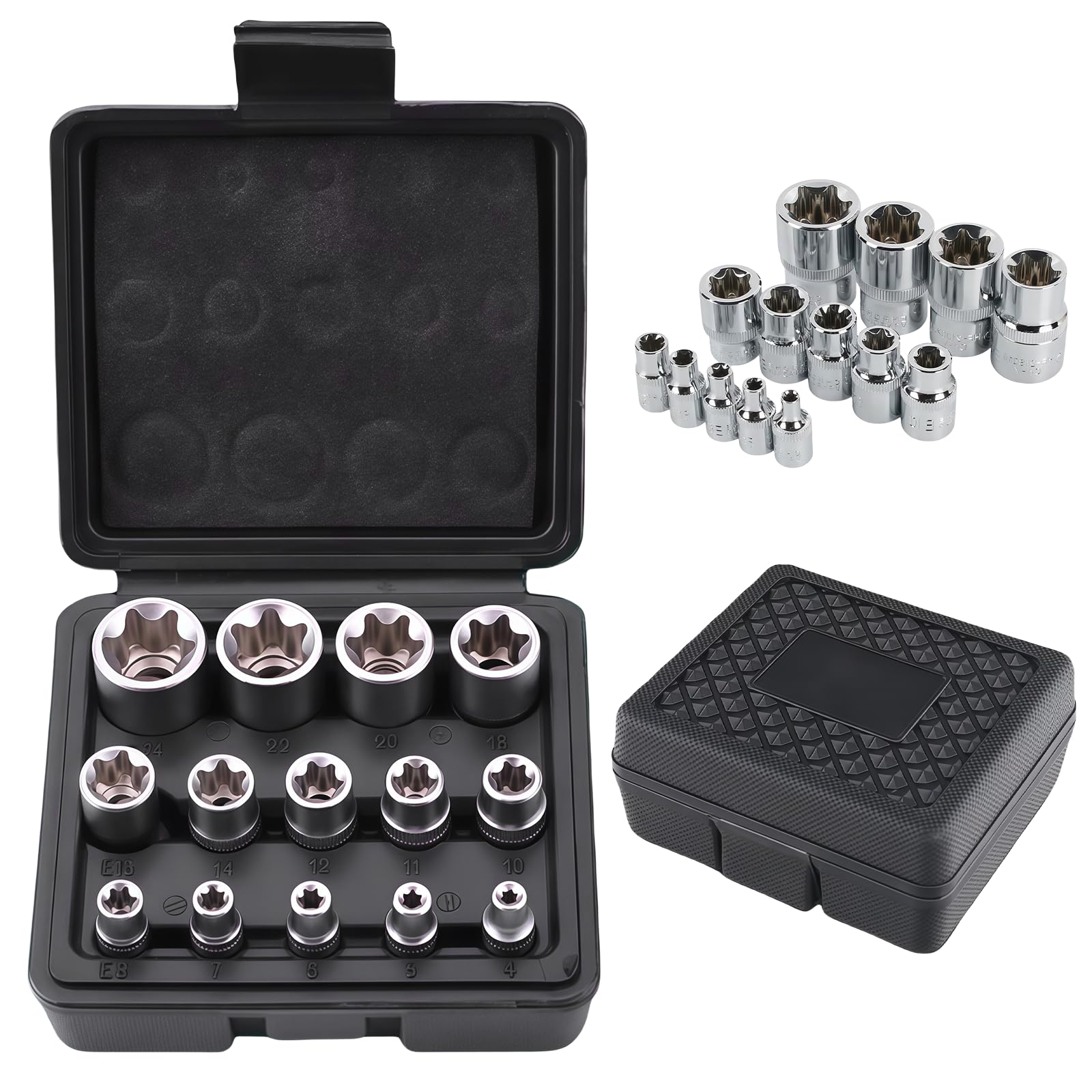 Lot De 14 Douilles Torx 1/2", 1/4", 3/8", Pour L'extérieur