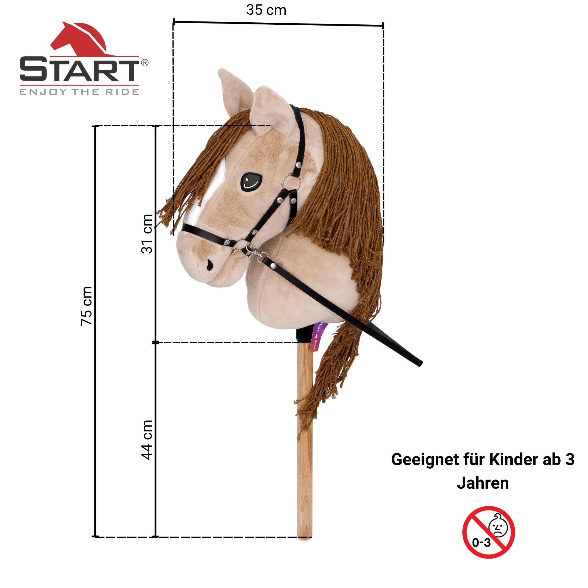 Start Hobby Horse Steckenpferd aus Plüsch mit Holzstock – Realistisches Stockpferd mit Langer Mähne zum Frisieren – Weiches Spielpferd für Kinder Hobby Horsing & Rollenspiele (Bonnie (Beige))