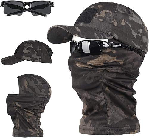 VPZenar Máscara de Airsoft, pasamontañas, polaina de cuello envolvente de cabeza completa, gafas tácticas, gorra de béisbol para hombre, sombrero