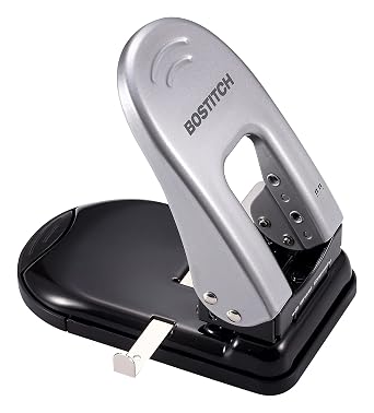 Bostitch Office Indulge 40 Reduced Effort 2-Hole Punch, 40 Sheets, Silver (2340)