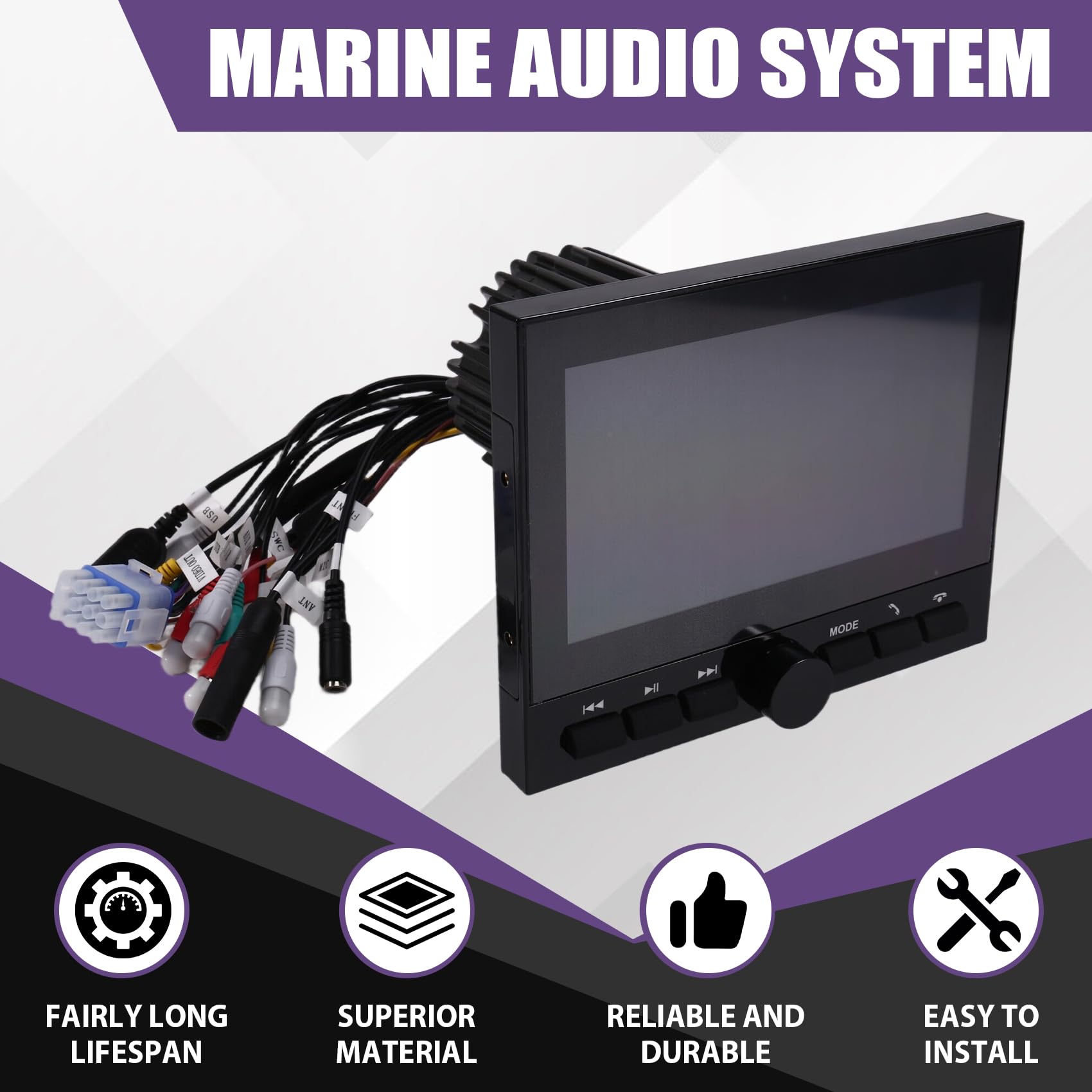 7-calowy wodoodporny odtwarzacz multimedialny Bluetooth motocykl łódź system audio FM AM automatyczny odbiornik do SPA UTV ATV