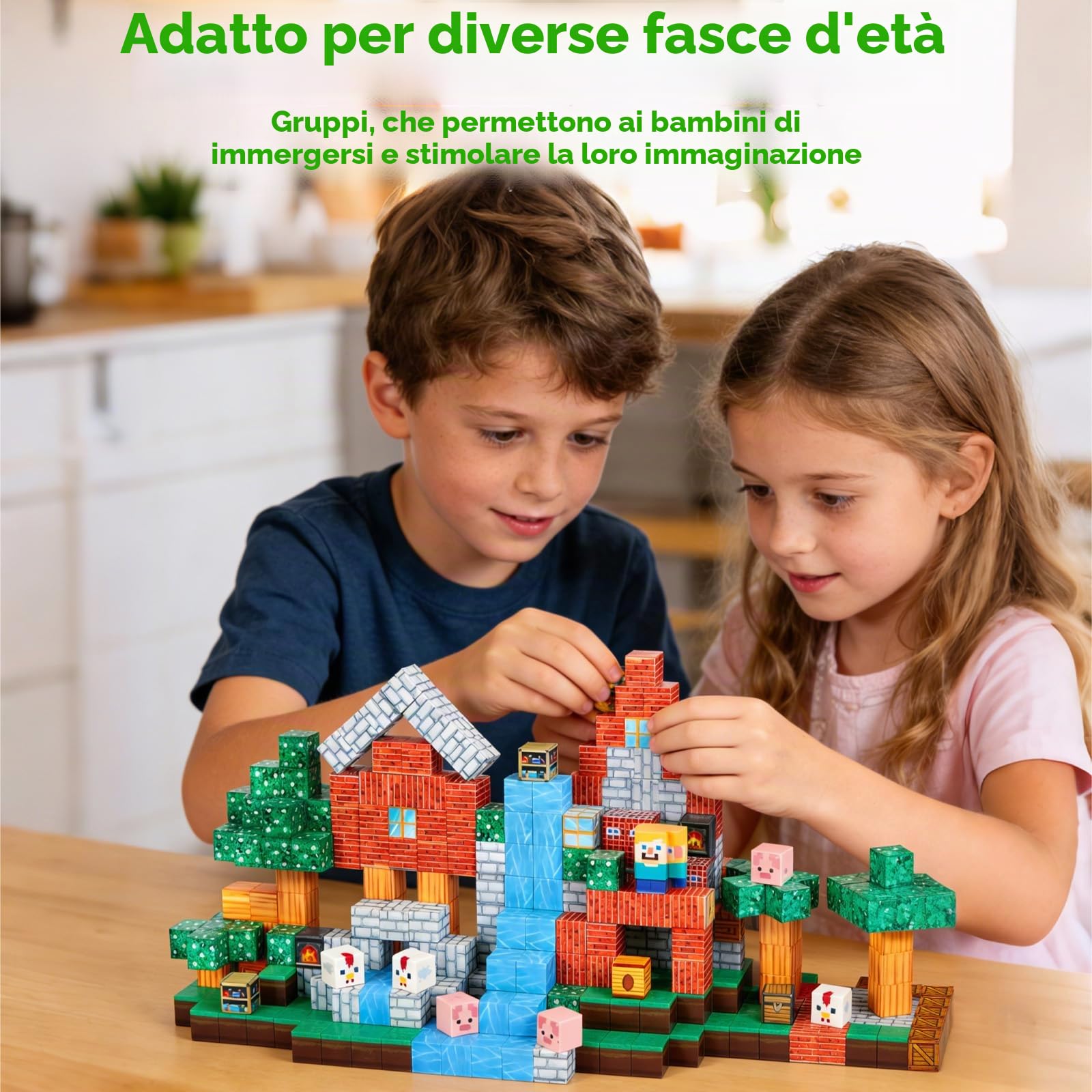 Costruzioni Magnetiche per Bambini, 110 Pezzi Costruzioni Magnetiche, Giocattolo Educativo Montessori per Bambini 3 4 5 6 7 8 9 10 Anni, Regali Di Compleanno 3-10 Anni