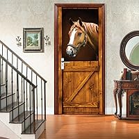 Vista 101 de 3D Pegatina de pared adhesiva para puerta - Poster de película de escaleras antiguas Premium PVC impermeable para pared de dormitorio y sala