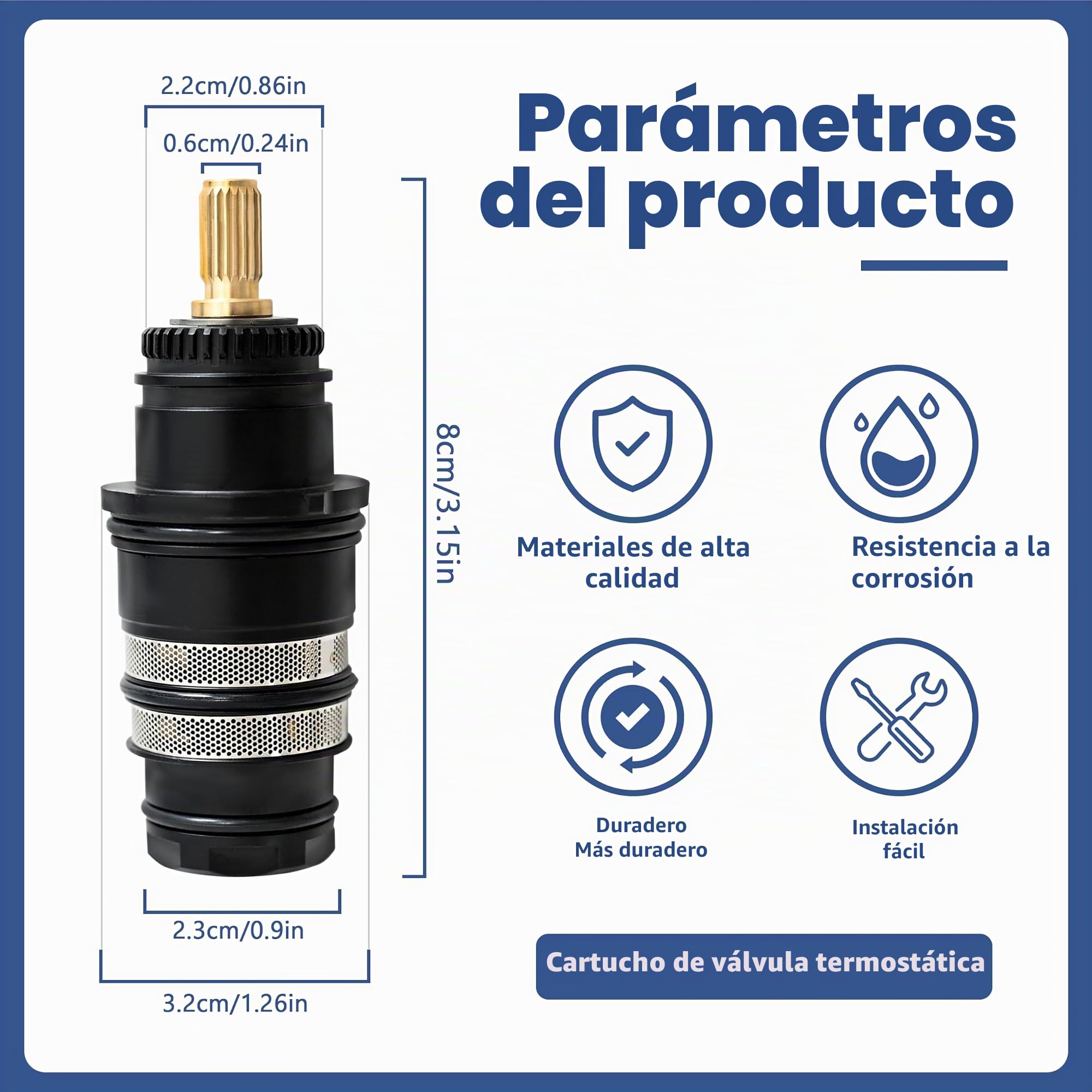 98282000 Unidad de Control de Temperatura – Con Eje de Latón, Revestimiento Galvanizado Avanzado – Compatible con 98282 T30