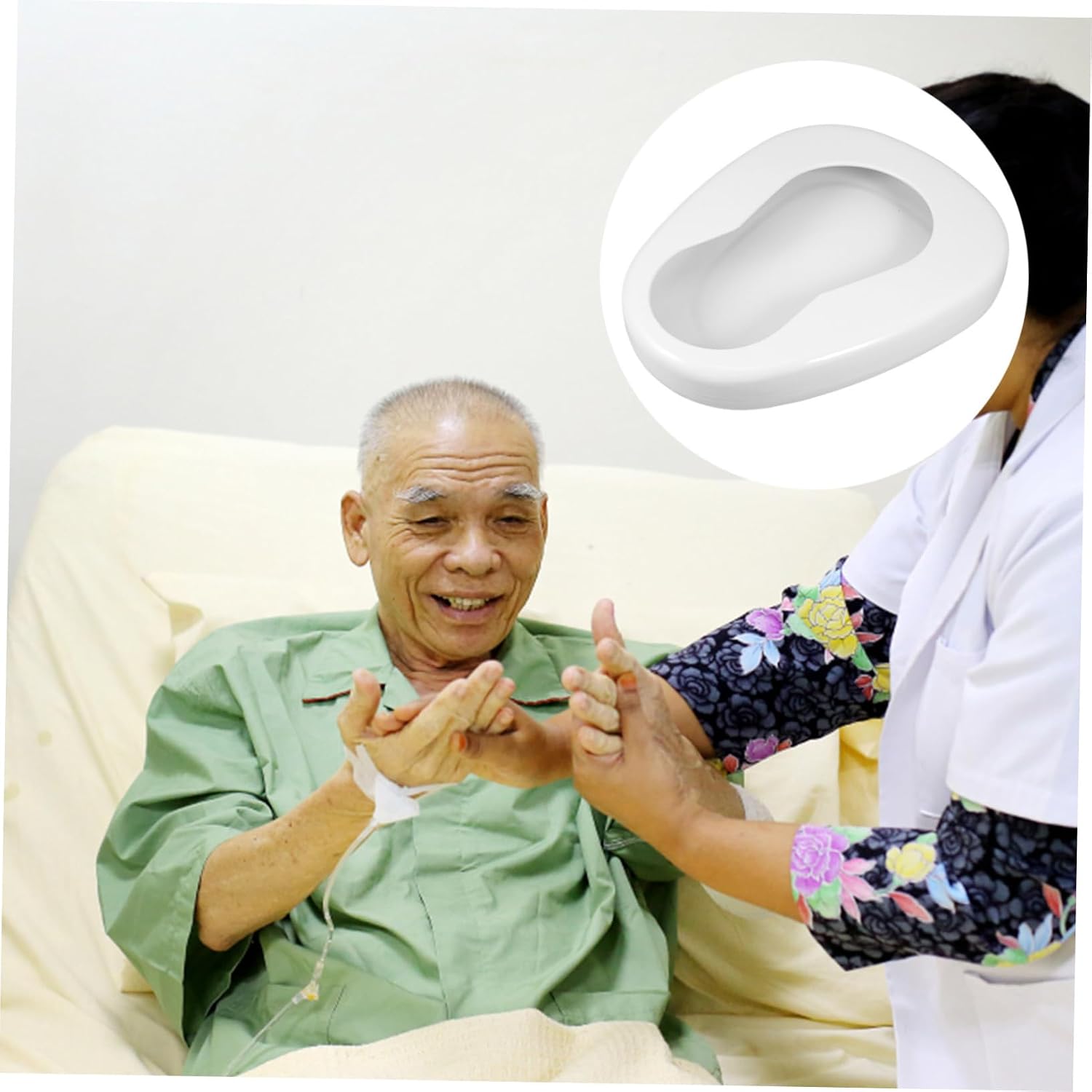 COLLBATH Portable Enamel Bed Pan for Bedridden Patients Convenient Bedside Urinal for Seniors Leakproof Design for Nighttime Use for Home Nursing Care