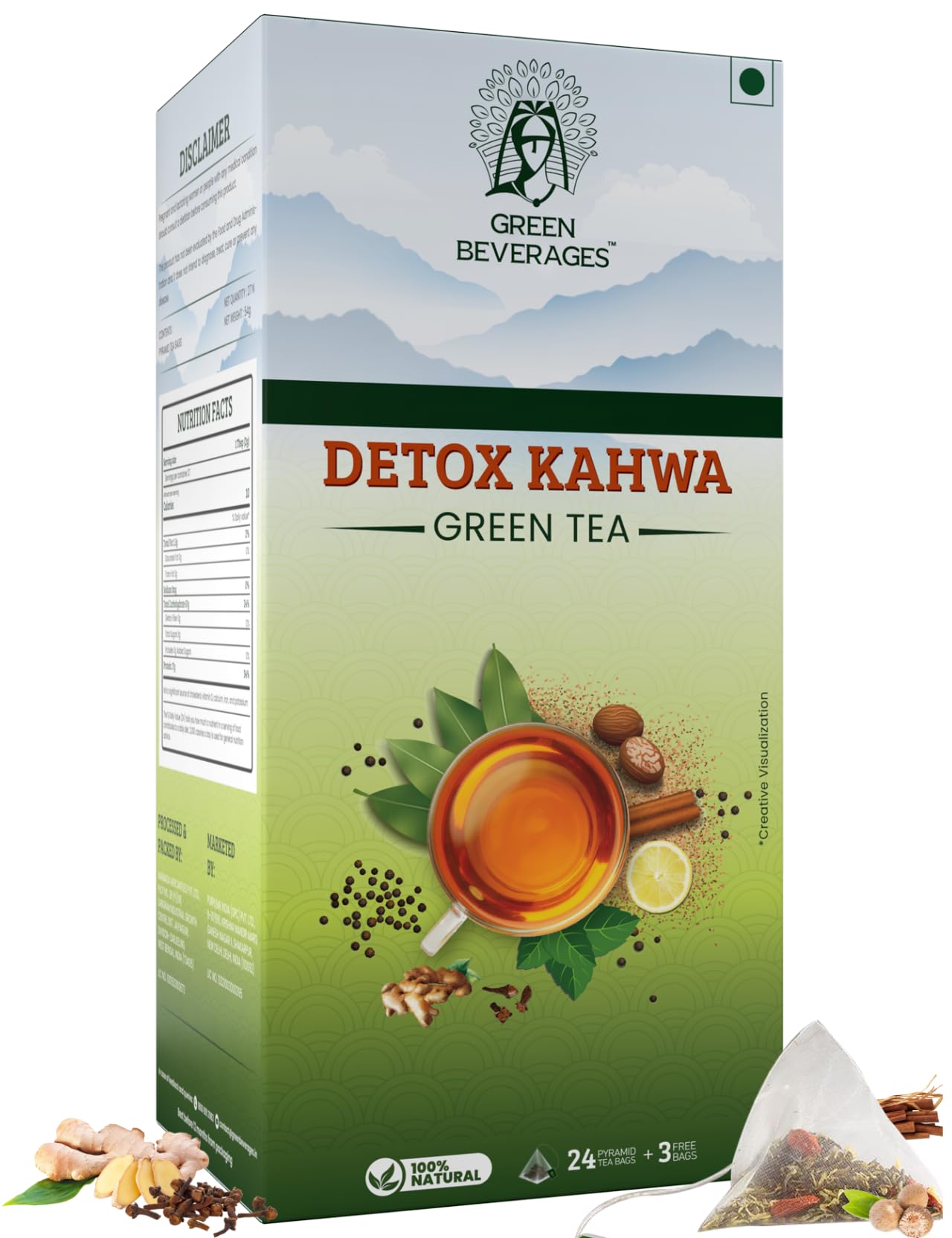 See full amazon price history chart for Green Beverages Detox Desi Kahwa Green Tea Box (27 Pyramid Bags) - Boost Energy & Healthy Respiratory Ayurvedic Black Pepper & Rock Salt | Improves Digestion & Immunity | Grocery Items All, 54 Gram Green Beverages Detox Desi Kahwa Green Tea Box (27 Pyramid Bags) - Boost Energy & Healthy Respiratory Ayurvedic Black Pepper & Rock Salt | Improves Digestion & Immunity | Grocery Items All, 54 Gram (B0BY9F74GB) Amazon Price History, Amazon Price Tracker
