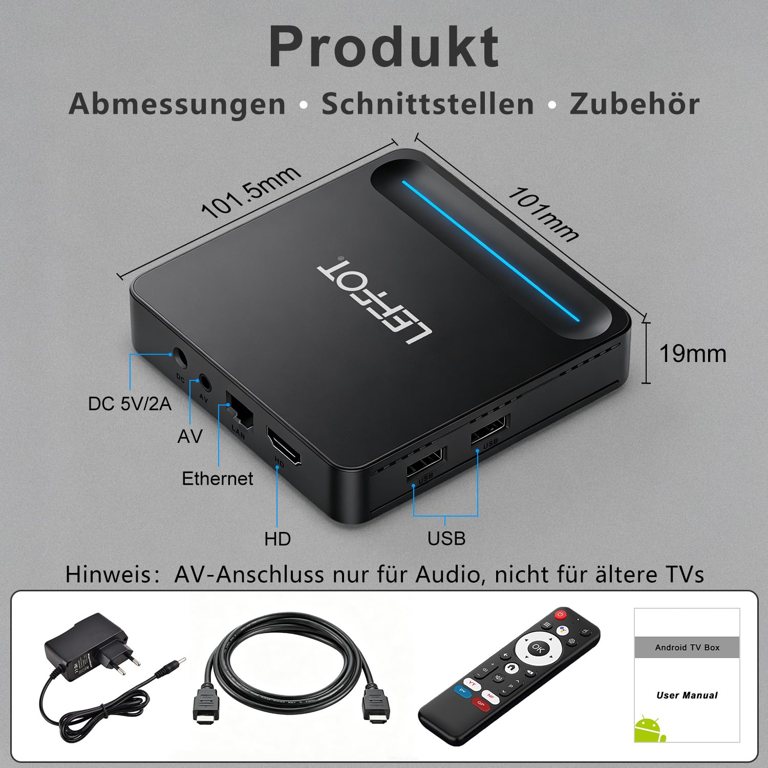 Android 14.0 TV Box 2026, LEFFOT L1 4K TV Streaming Box, 2GB RAM 16GB ROM