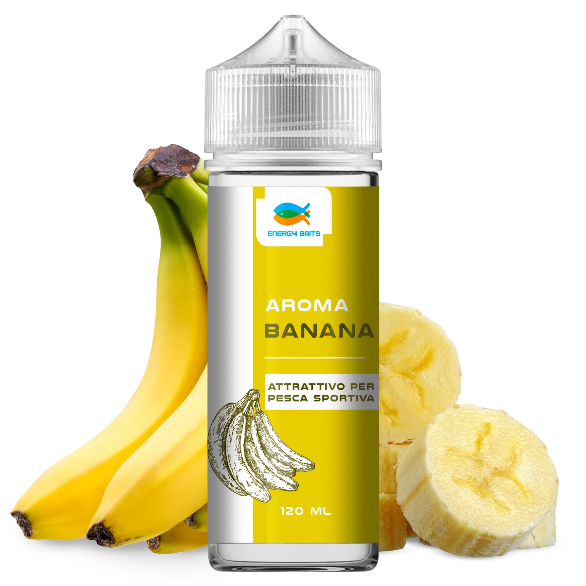 Aroma Banana per Pesca Sportiva | Attrattivo Liquido da Usare su Pasture, Esche Artificiali e Boiles (utilizzo a Freddo - No Cottura) - Adatto per la Pesca di Mare e Lago