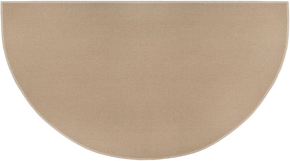 Plow & Hearth 32"x60" Half Round Flame Resistant Hearth Rug | 2 Layer Fiberglass Mat | Protect Hardwood/Carpet from Sparks & Embers Wood Stove (Tan)