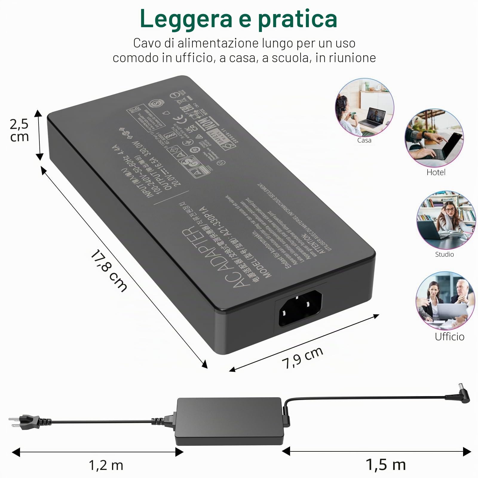 330W 20V 16.5A AC Laptop Charger per Asus Rog Strix Scar 16 17 17SE 18 G18 Zephyrus-Duo-16 G733PZ G733PY G733P G733 G733CX G814JZ G834JY A21-330P1A A22-330P1A Cavo di alimentazione Adattatore