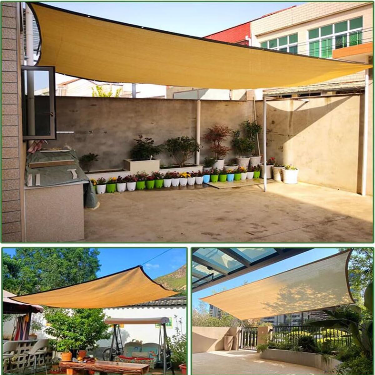 Toile d'ombrage pour extérieur, bâche en maille pour terrasse, tissu résistant aux UV avec œillets, idéale pour la protection solaire et le jardinage, couverture d'auvent d'extérieur