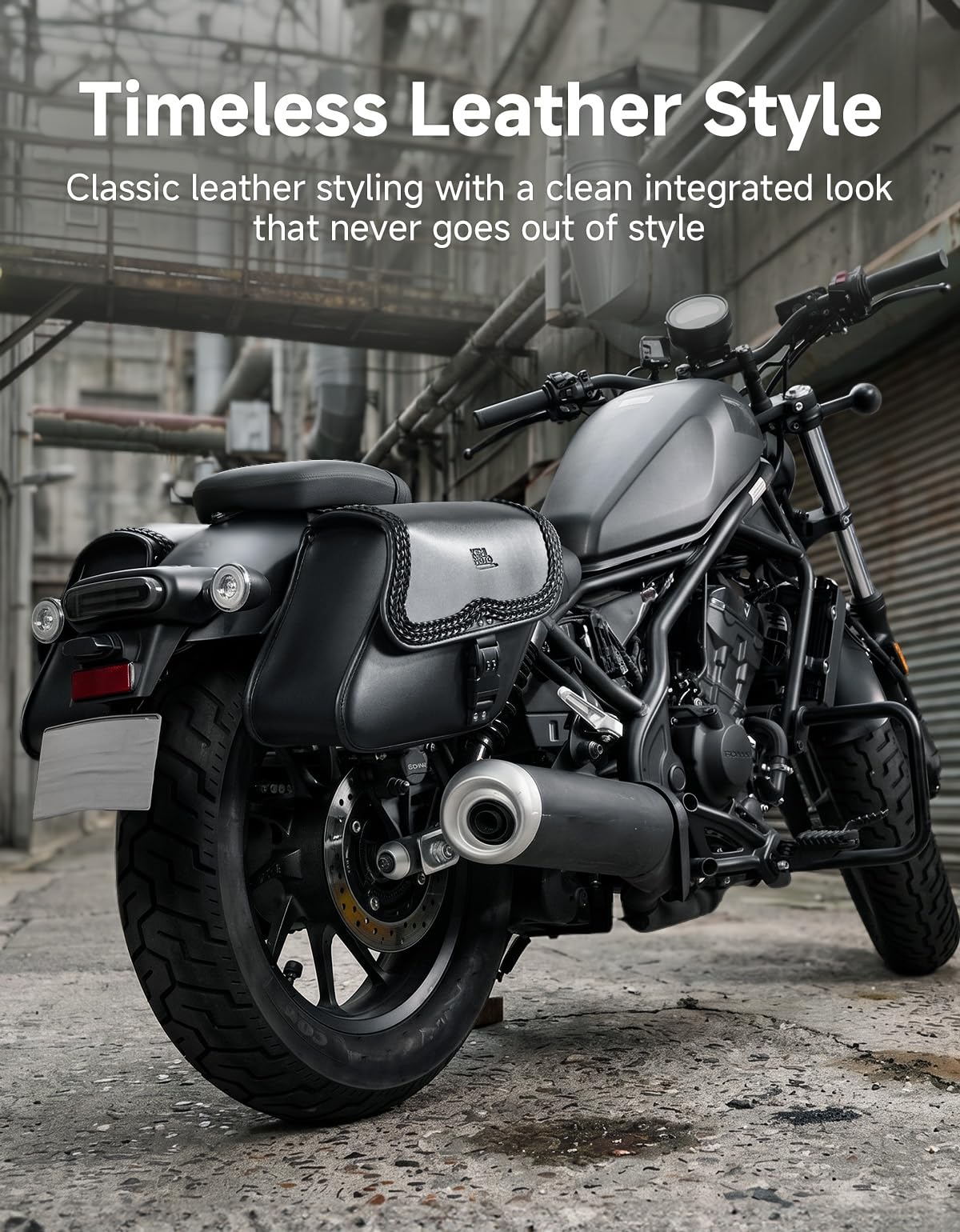 KEMIMOTO Sacoches de Moto latérales en Cuir avec Serrure - Noir
