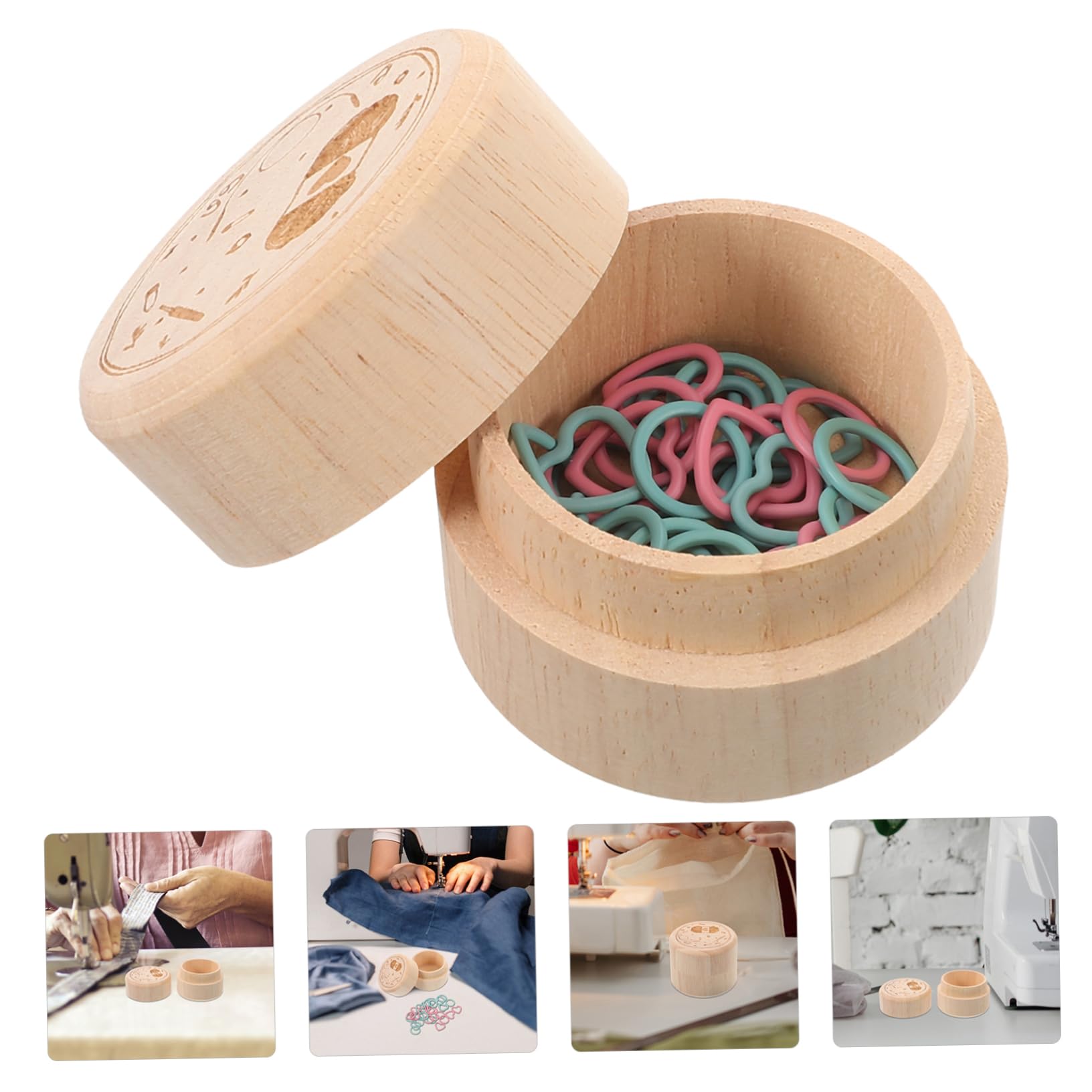 SHINEOFI 5sätze Holz Strickmarkierer Set Mit Aufbewahrungsbox Handgefertigte Runde Maschenmarkierer Holz Für Häkeln Und Stricken