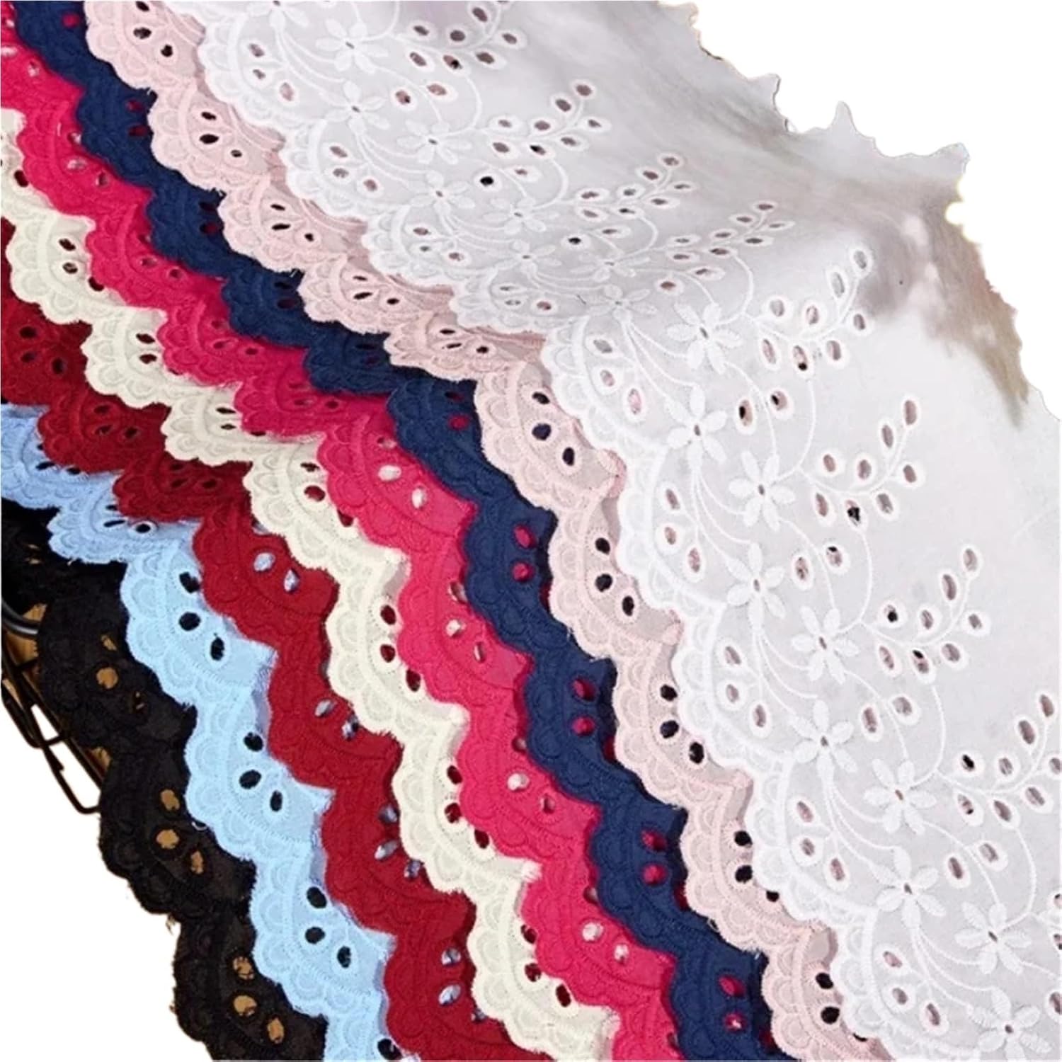 Lace Trim for Sewing 15Yard Embroidery Colors Lace Sewing Ribbon Trim Fabric Knitting Dress Garment Accessories Tools 13cm Width(White)