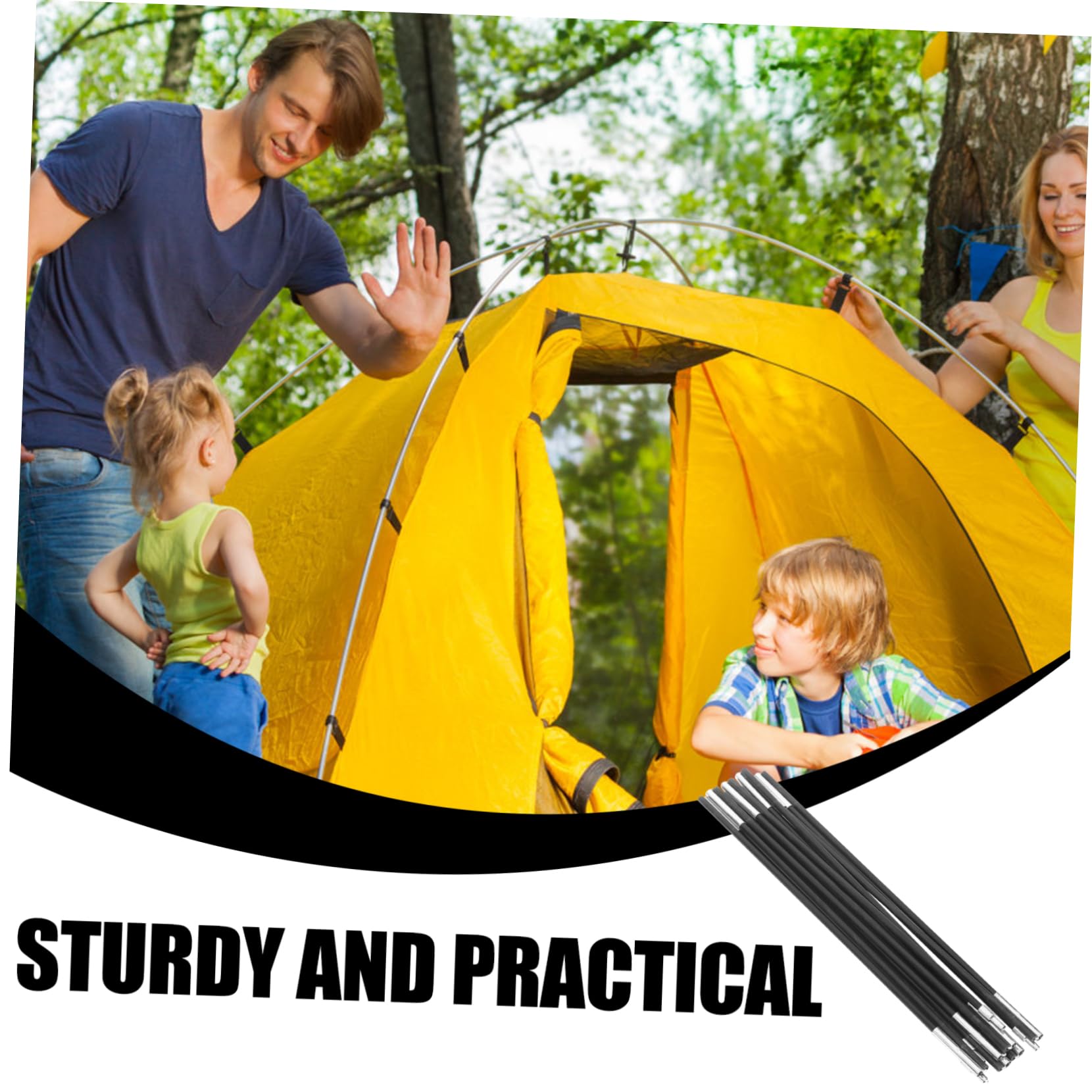 WOONEKY 2 pièces Kit Poteaux de Tente de Support et pour Camping Remplacement de Barres pour Tentes Accessoires Extérieurs Polyvalents