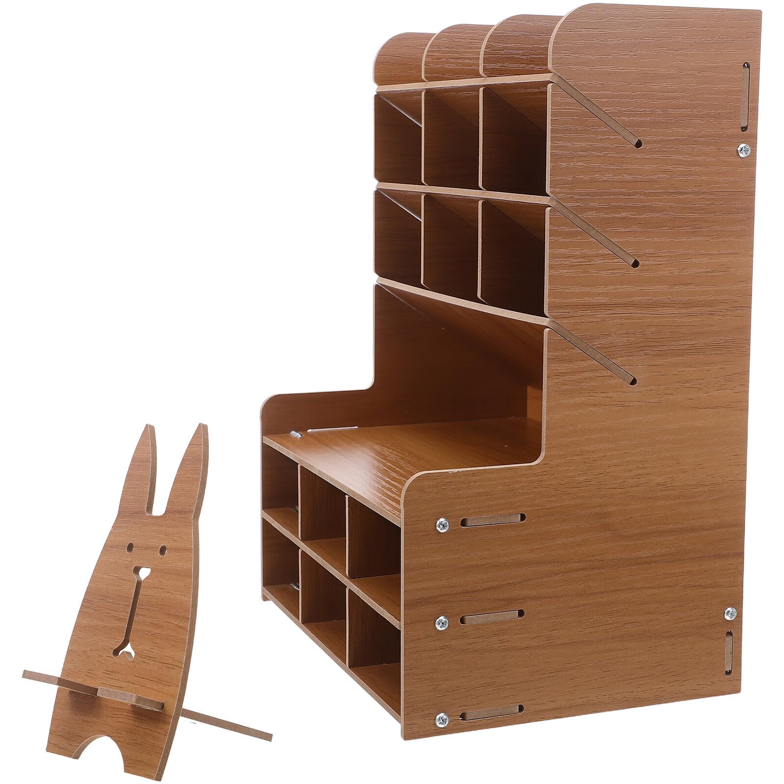 Organiseur de Bureau Multifonctionnel à Compartiments Multiples en Bois B15