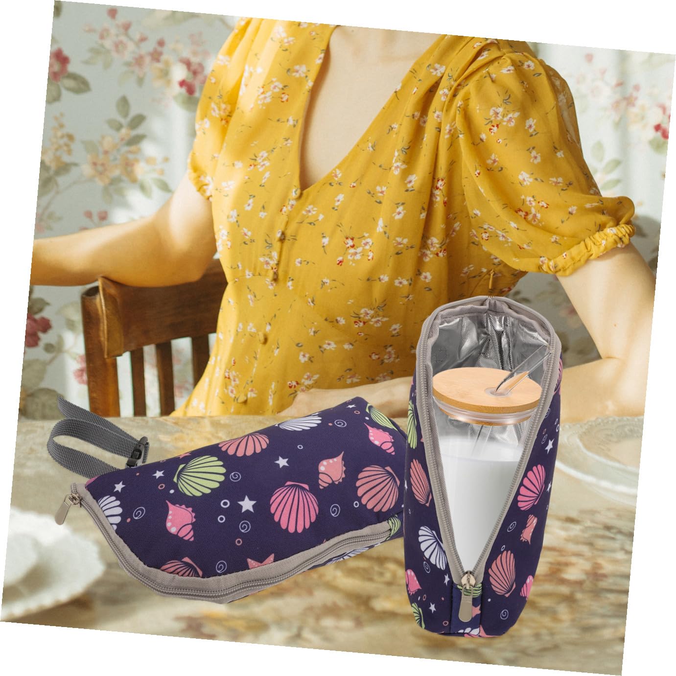 VICASKY 4piezas Bolsa Aislante para Biberones Portátil Funda Térmica para Mantener Leche y Bebidas Calientes para Viajes y Salidas Bebés Diseño Elegante