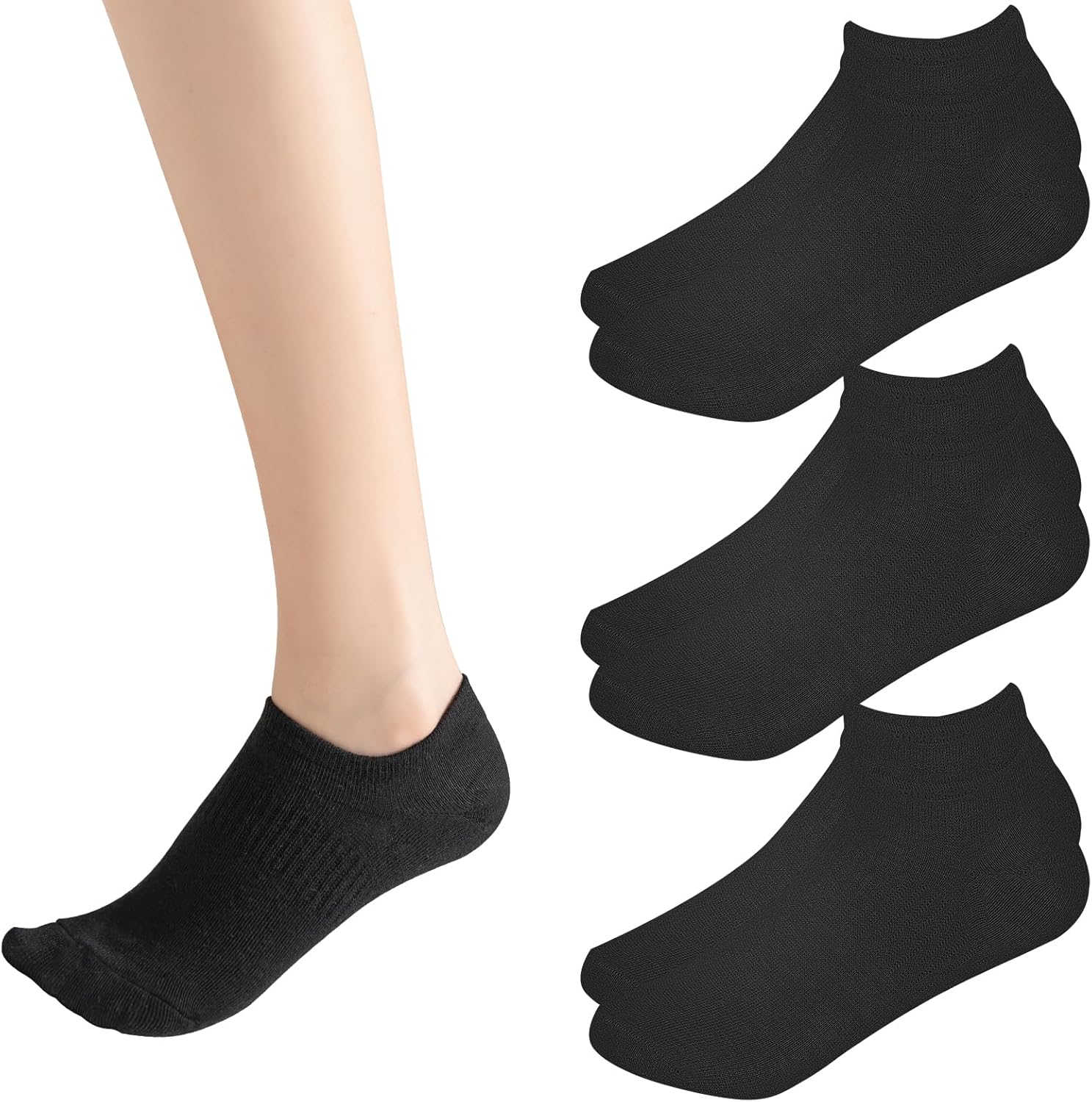 Sunm Boutique No Show Socks Womens Low Cut & Non Slip, Invisible Liner Casual & Formal Socks, Flat Boat Line 3 Pairs