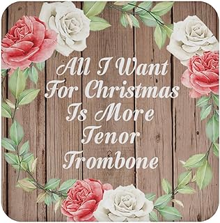 Designsify Gifts for Christmas, All I Want for Christmas is More Tenor Trombone, Drink Coaster B Mat Wipe-Clean Non-Slip Non-Skid Cork Back, for Birthday Anniversary Xmas Thanksgiving Day Party
