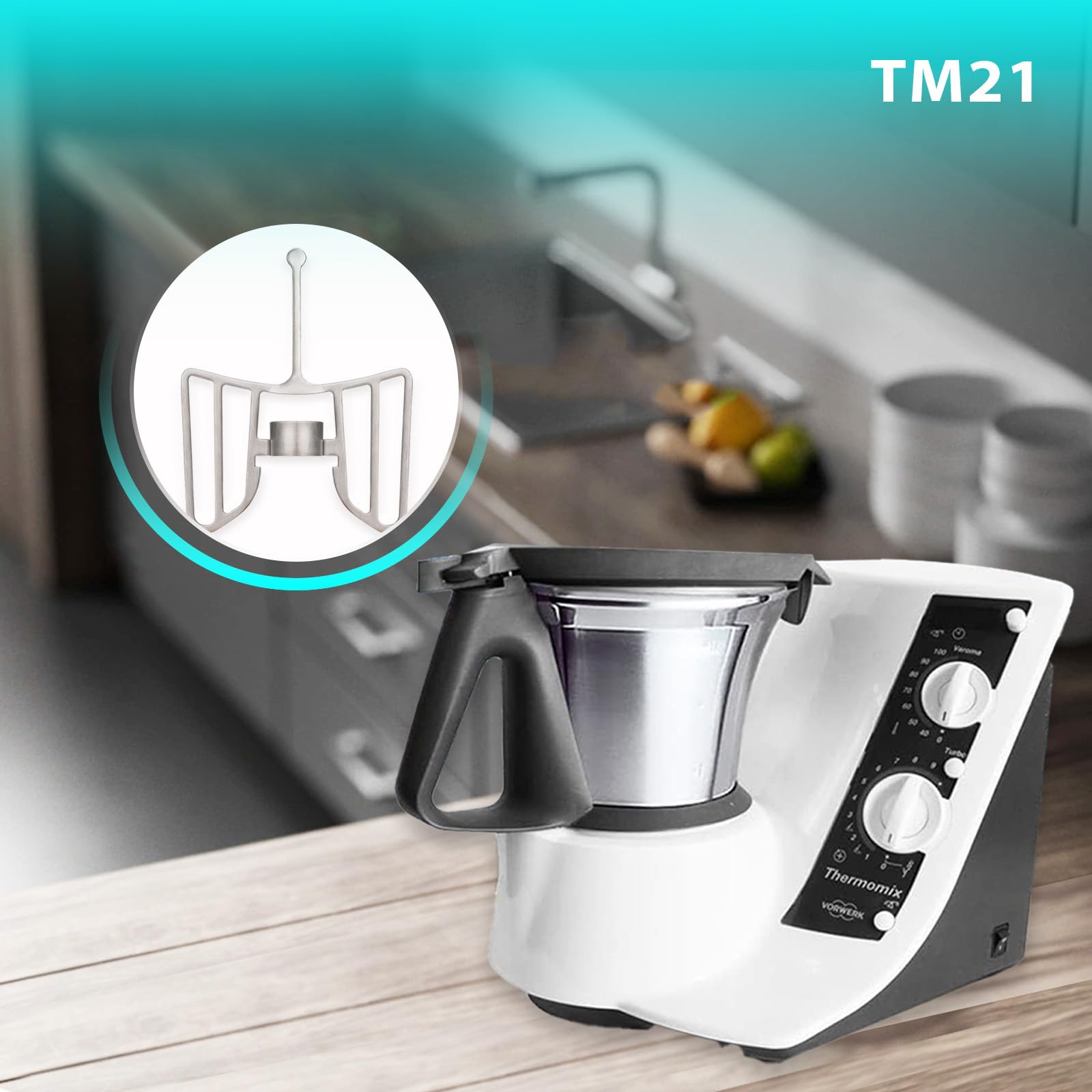 Farfalla in acciaio inox compatibile con Thermomix TM21, accessorio mescolatore 100% metallo per montare panna e albumi, salse e dessert, lavabile in lavastoviglie