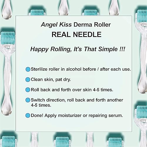 Miniatura 8 de Derma Roller Real Needles - Angel Kiss - Rodillo de microagujas de 0.012 in con estuche, kit dérmico de microagujas de acero inoxidable 192 para