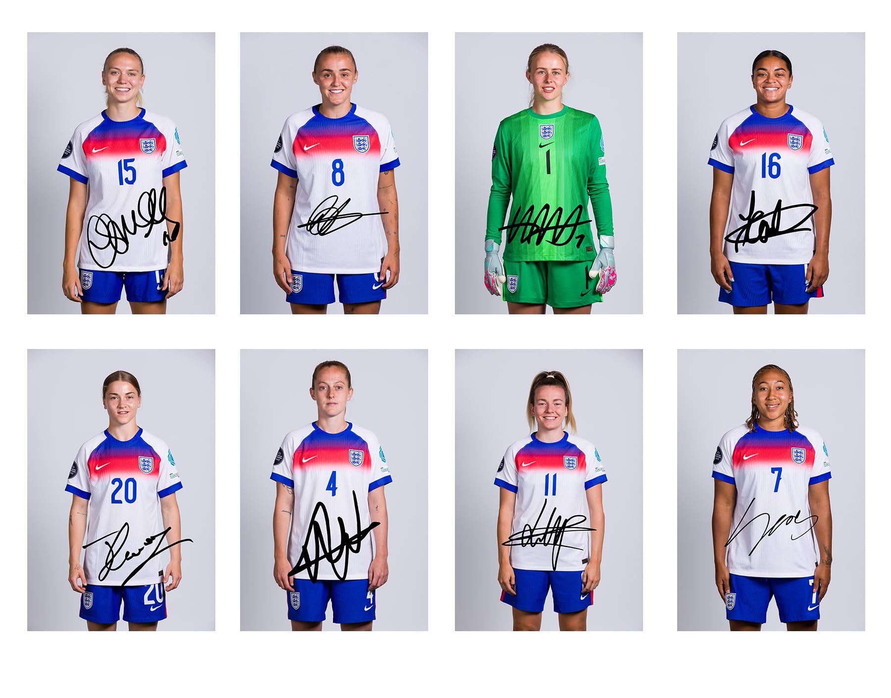 Set of 20 England Lionesses Football EURO 2025 Players Signed 6X4 Inch Photo Prints With Pre Printed Signatures That Would Make A Great Autograph Gift.