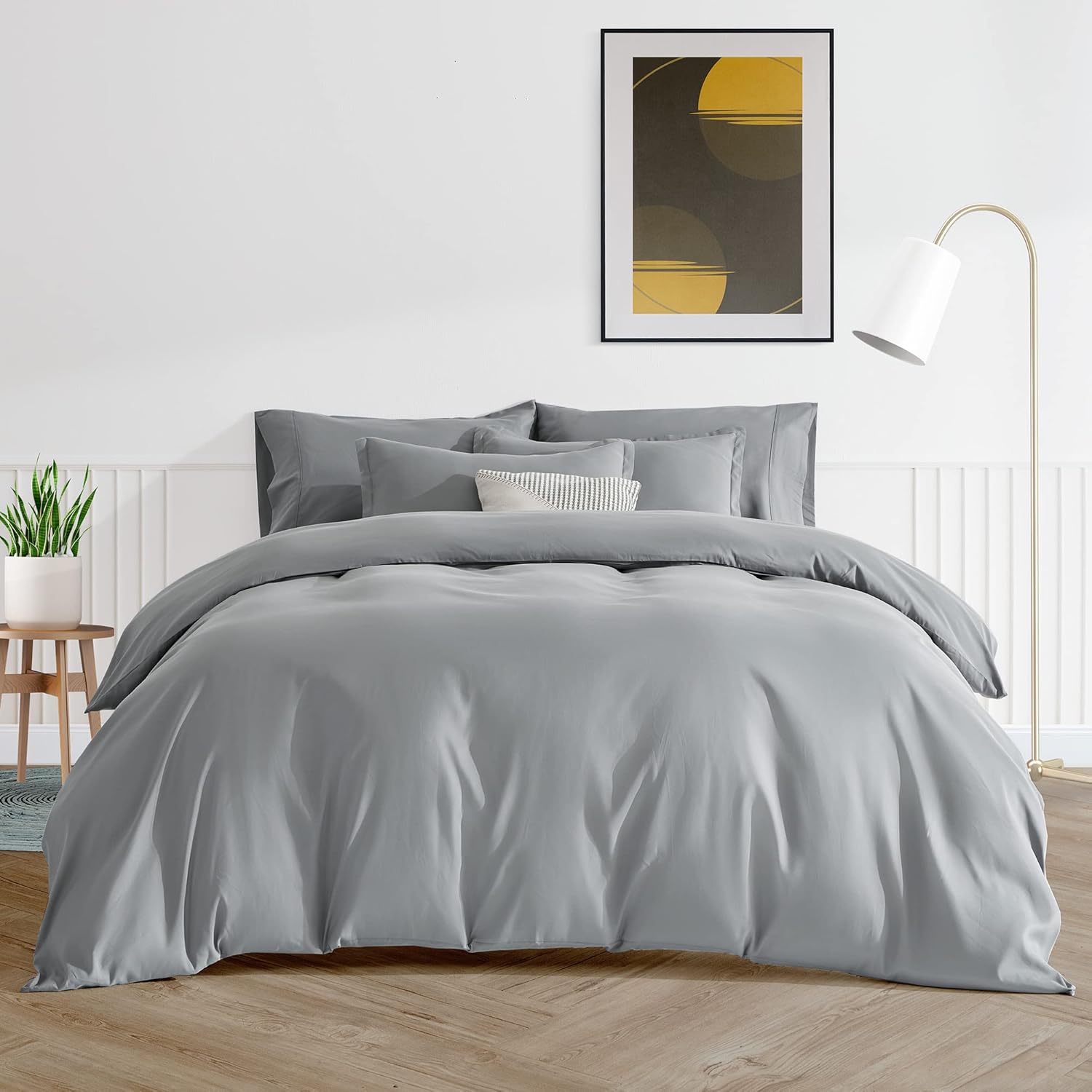 Sonive Duvet Cover Set Full/Queen,Bedding Super Soft and Breathable Double Brushed Microfiber 3 Pieces with Zipper Closure 8 Corner Ties Grey