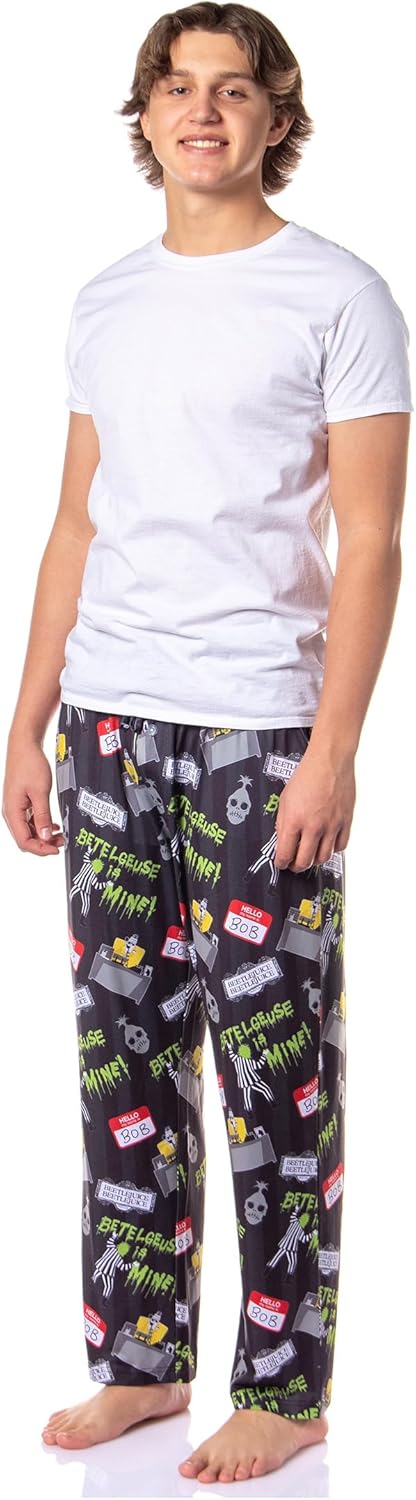 INTIMO Beetlejuice Betelgeuse Men's Tossed Print Sleep Pajama Lounge Pants For Adults - Image 2