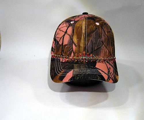 Miniatura 6 de Unique Pink Camo Bling Rhinestone Studded Streetwear Hip Hop Womens Teens Baseball Cap Hat