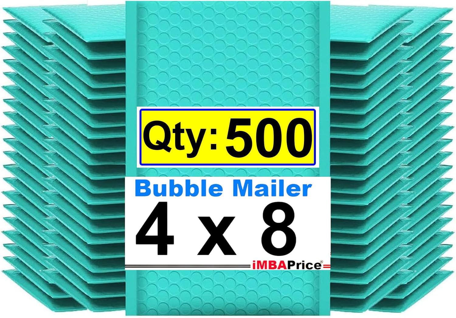iMBAPrice 4x8 Inch Teal Poly Bubble Mailers #000, 500-Pack – Poly Bubble Bags for Jewelry, Cosmetics & Small Art Items, Waterproof Self Seal Padded Shipping Envelopes