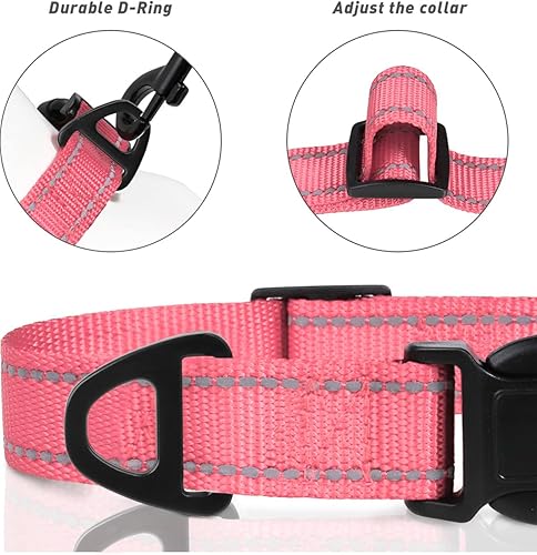 Miniatura 4 de TagME - Collar de nailon reflectante para perros con hebilla ajustable de liberación rápida para cachorros y perros de tamaño extra pequeño, mediano