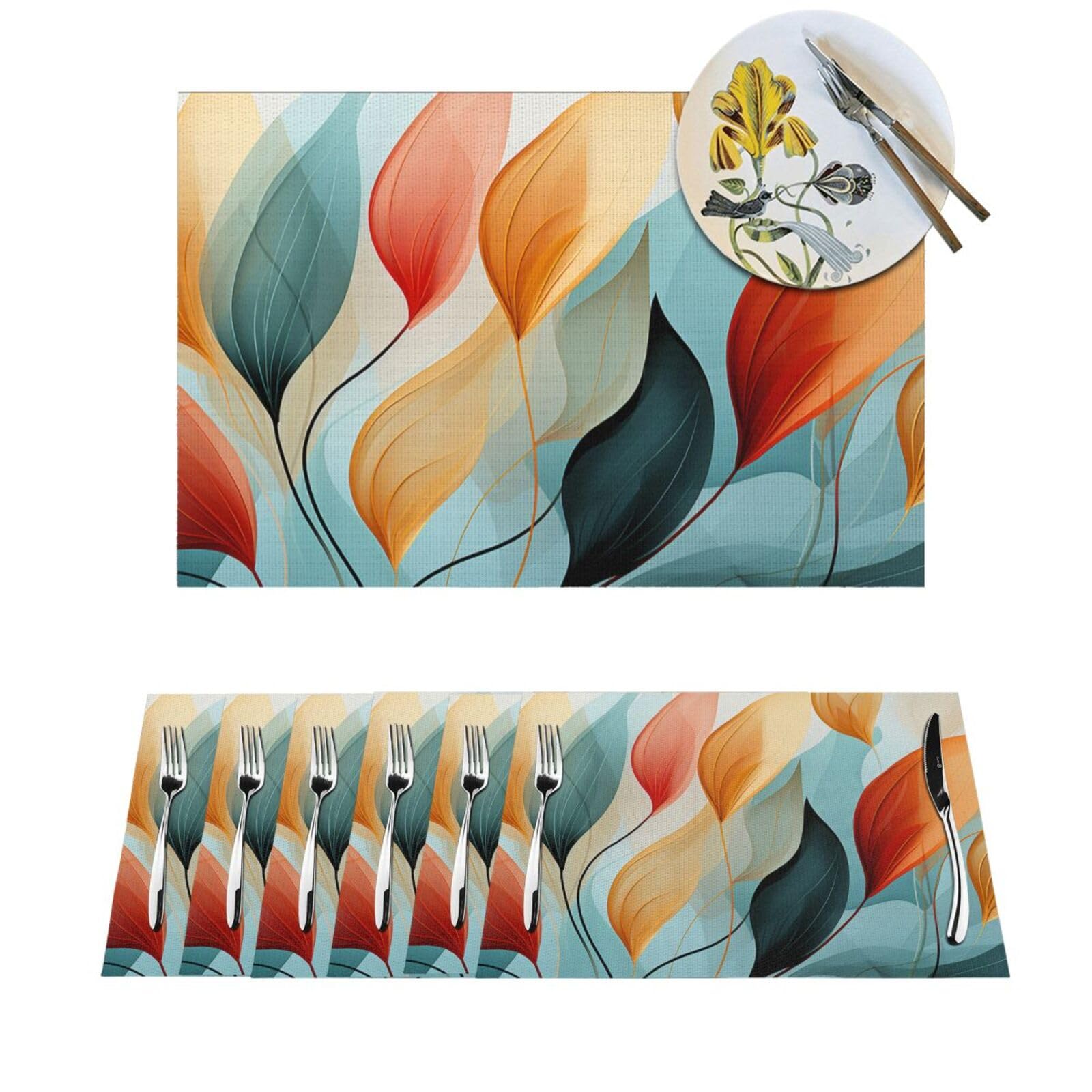 Set de table en PVC tissé lot de 6 tapis de salle à manger modernes style milieu du siècle