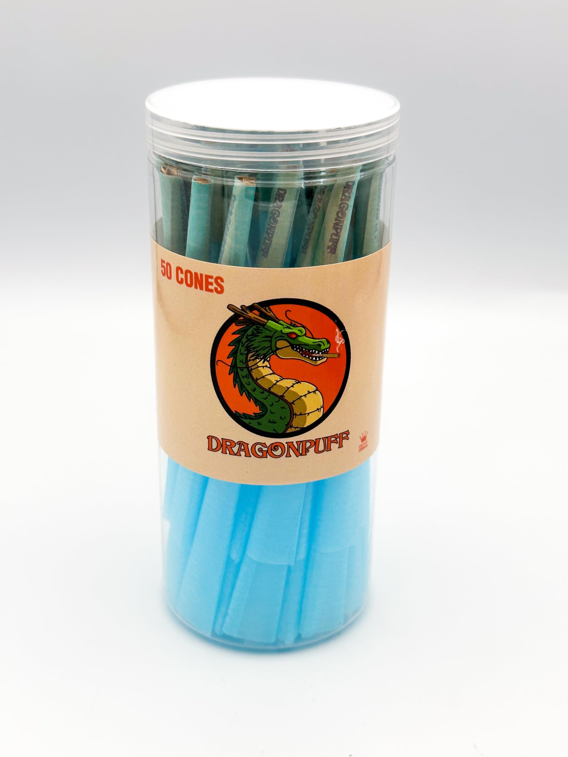 DRAGONPUFF50 King Size Perfect Pre-Rolled Cones Slow Burning Paper Long Roach Tip (Dpuff Blue)