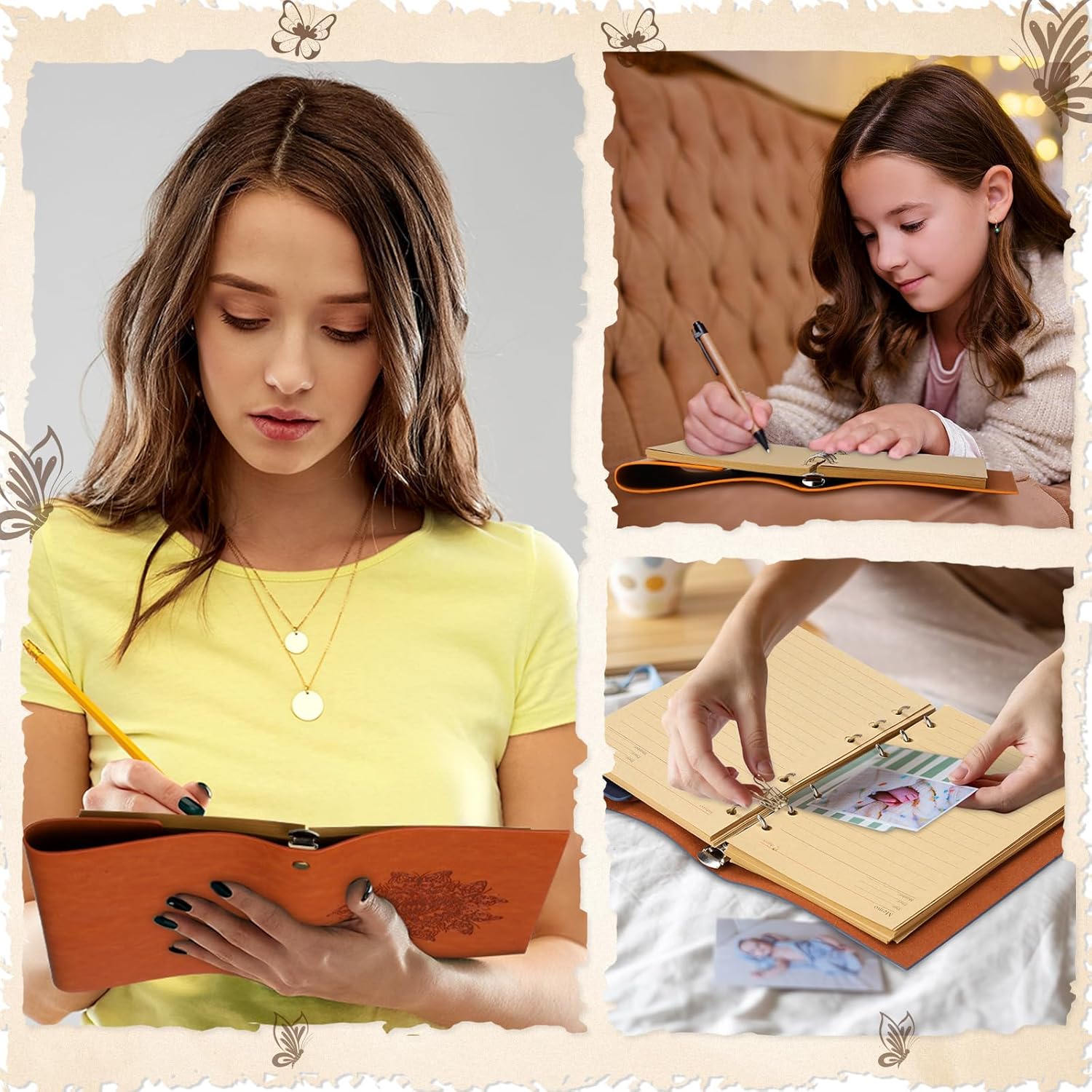 Yeaqee 10 Pack PU Leather Journal Notebook Refillable Travel Vintage Journal 6 Ring Binder Diary with Lined Pages Diary Daily Writing Notepad Gift for Women Girls Boys Classroom Reward, A6 7" x 5" - Image 5