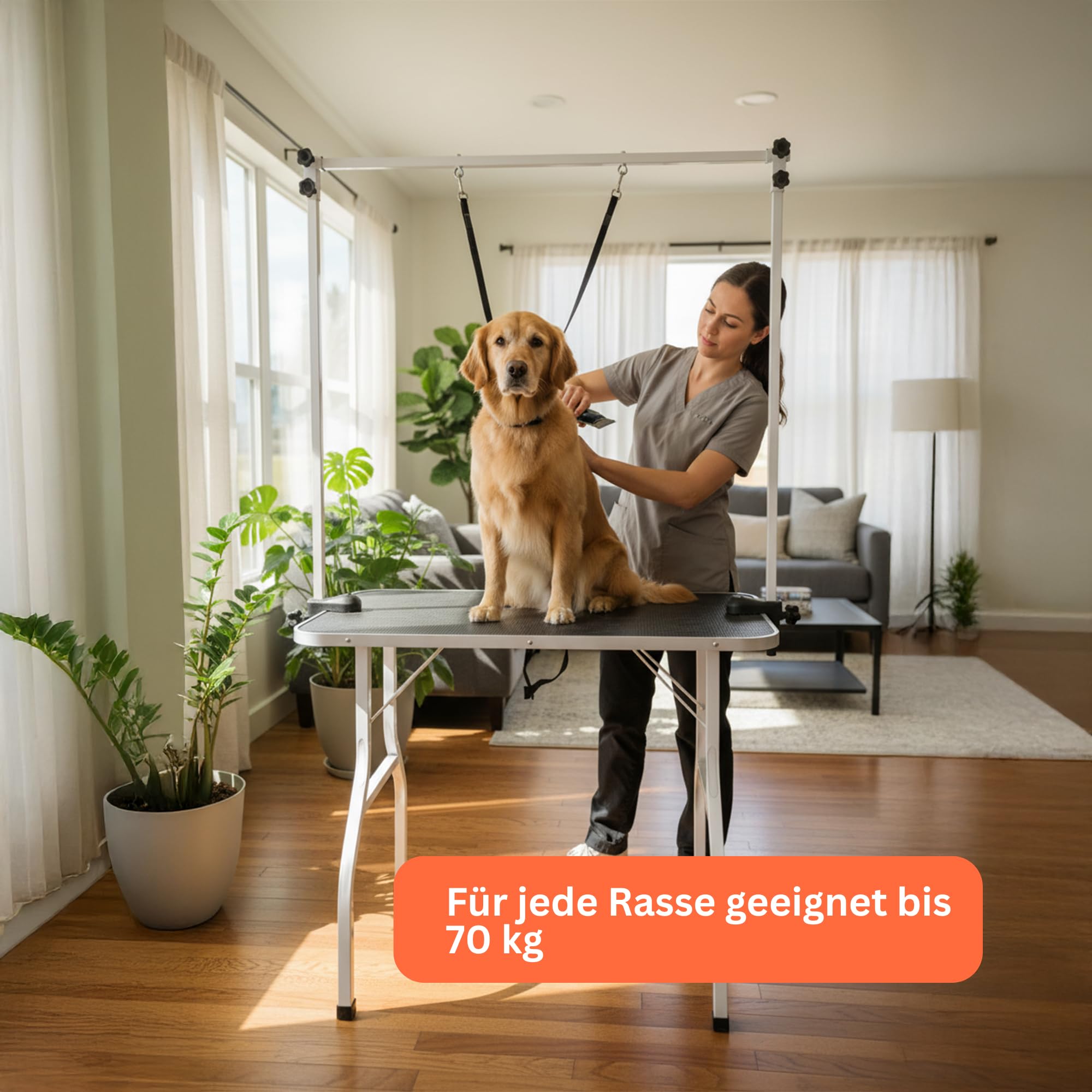AVOID Hundetrimmtisch Edelstahl 90x61cm Höhe 76cm – Trimmtisch für Hunde rutschfest – Hundefriseur Tisch/Hundetisch Trimmtisch – für Trimmer, Hundezubehör & Fellpflege Hund Zuhause, Salon, mobil