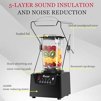 2200w Professional Blender, 5 Speed, 2000ml Bpa Free, 6-Blade Stainless Steel, Heavy Duty For Smoothies, Puree, Crushed Ice, Smoothies 220v