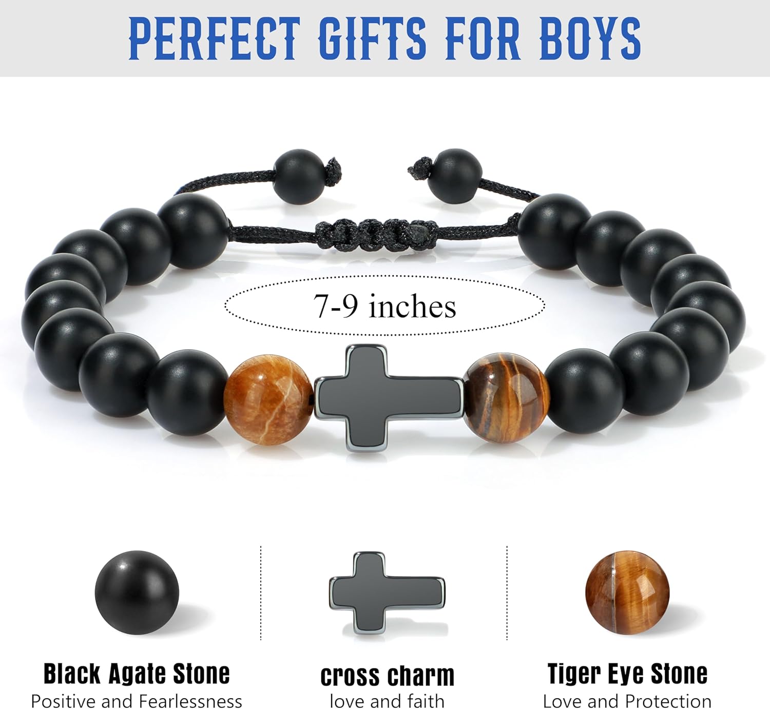 JoycuFF Gifts Cross Bracelet for Son, Grandson, Graduation Easter Birthday Christmas Valentines Bracelets Gifts for Teenage Stocking Stuffers - Image 4